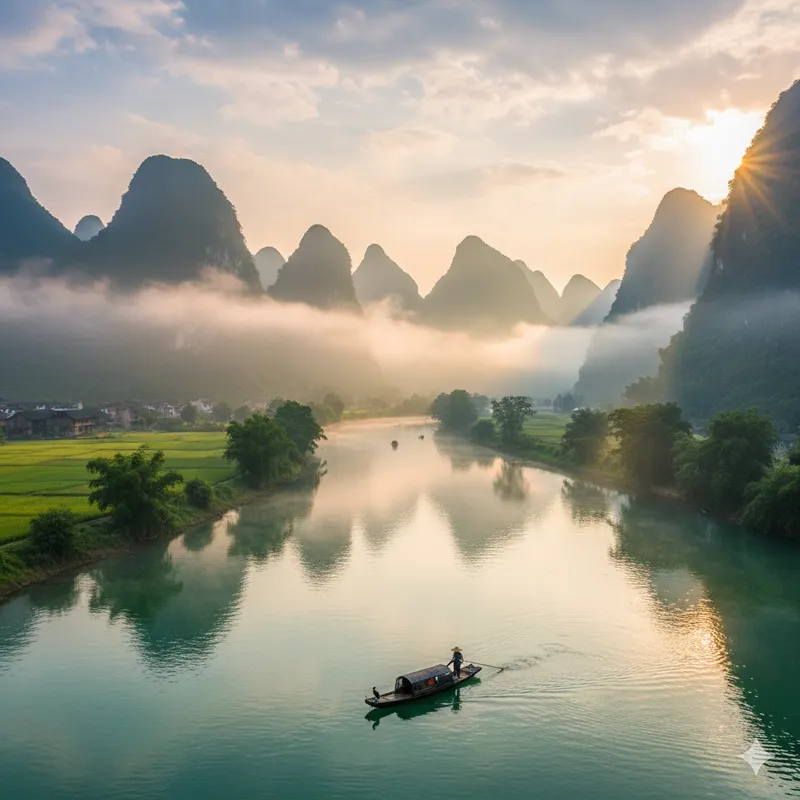 Guilin ve Li Nehri (Guangxi)