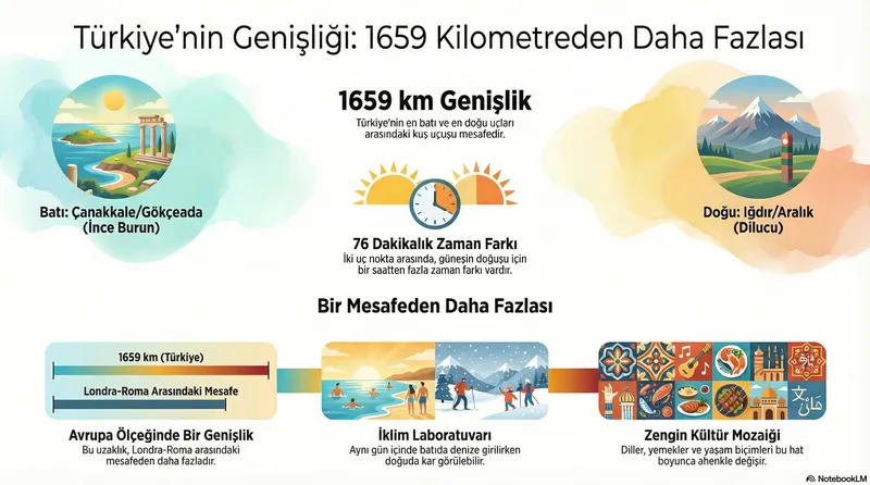 Türkiye'nin en batı ve en doğu ucu arasındaki mesafe nedir? Görseli